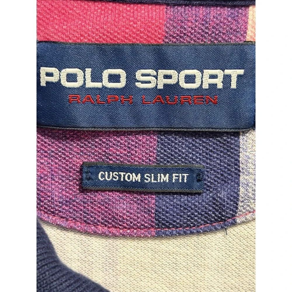 Polo Sport Ralph Lauren Men XL Plaid Polo Shirt Multicolor Custom Slim Fit USA